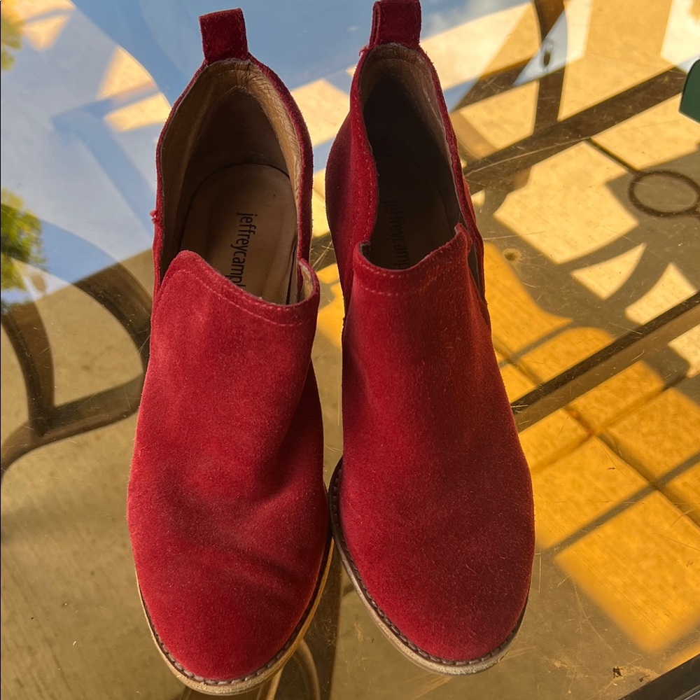 Jeffrey Campbell Bold Red Suede Ankle Boots